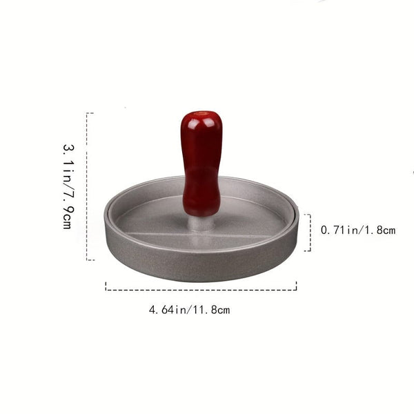 Planet Gates grey 1pc, Manual Burger Press, Non-stick Coated Wood Handle Burger Press, Heavy Hamburger Press Burger Meat Beef Grill Patty Maker Mould, Creative Kitchen Tools