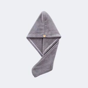 Planet Gates Grey 1pc Microfiber Hair Towel, Hair Towel With Button, Super Absorbent, Hair Towel Wrap, For Curly Hair, Fast Drying Hair Wraps For Women, Anti Frizz Microfiber Towel, Grey, Camel, Brown, Bathroom Accessories