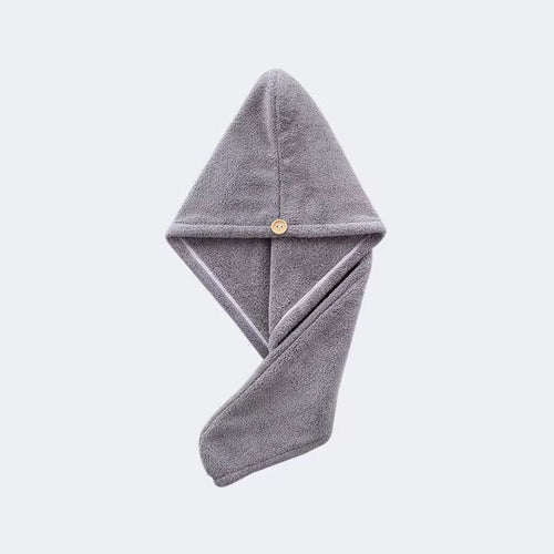 Planet Gates Grey 1pc Microfiber Hair Towel, Hair Towel With Button, Super Absorbent, Hair Towel Wrap, For Curly Hair, Fast Drying Hair Wraps For Women, Anti Frizz Microfiber Towel, Grey, Camel, Brown, Bathroom Accessories