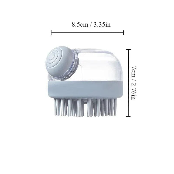 Planet Gates Grey 1pc Pet Bath Brush Soft Silicone With Shampoo Dispenser Gentle Massage For Grooming And Cleaning Fur And Hair