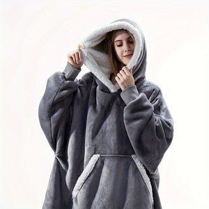 Planet Gates grey 1pc, Super Soft, Warm And Comfortable Hoodie Wearable Blanket With Large Pockets - Perfect For Men And Women, Christmas Decoration, Christmas Party Supplies