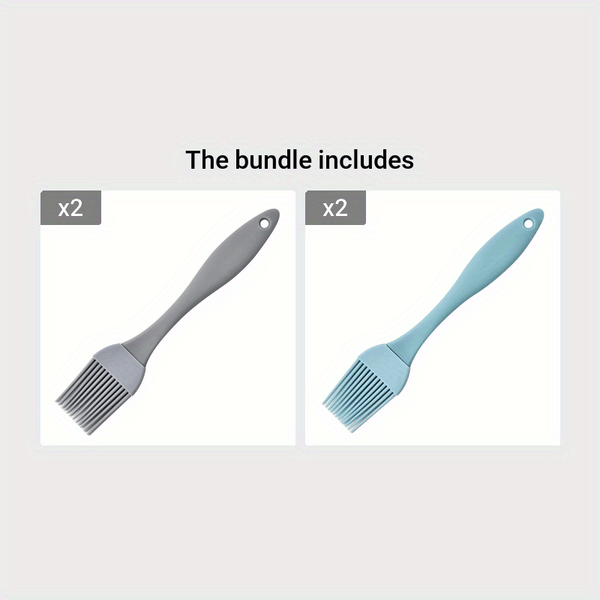 Planet Gates Grey*2+Blue*2 1pc Silicone Oil Brush Household Seasoning Brush Split Type Oil Brush Kitchen Food Oil Brush Barbecue Brush