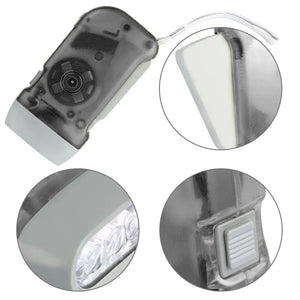 Planet Gates Grey 3 LED Hand Pressing Dynamo Crank Power Wind Up Flashlight Torch Light Hand Press Crank Camping Lamp Light for Outdoor Home