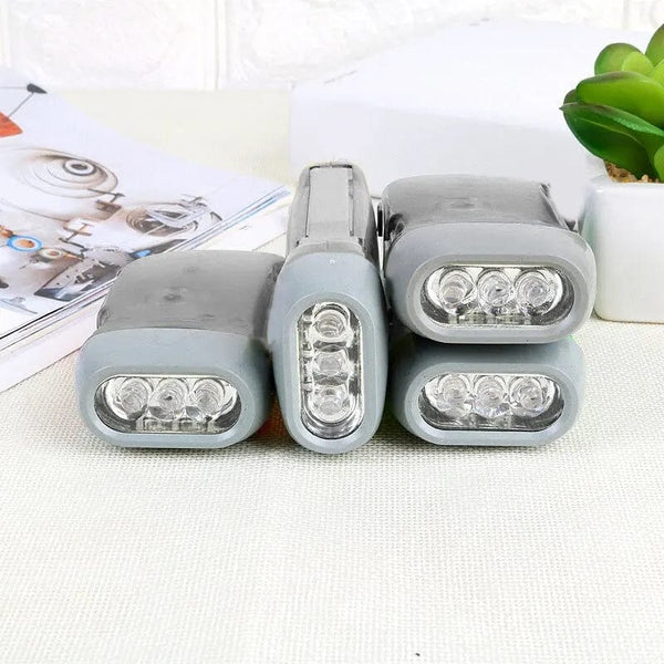 Planet Gates Grey 3 LED Hand Pressing Dynamo Crank Power Wind Up Flashlight Torch Light Hand Press Crank Camping Lamp Light for Outdoor Home