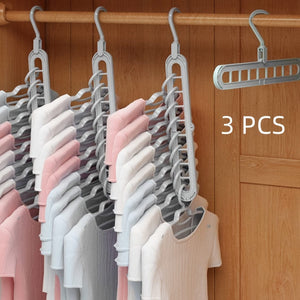 Planet Gates grey / 3pcs 3pcs Hanging 9-hole Hangers, Foldable Heavy Duty Clothes Drying Rack, Household Space Saving Organizer For Bedroom, Closet, Wardrobe, Home, Dorm
