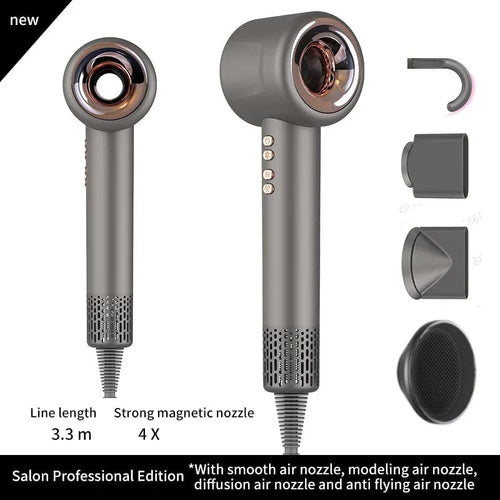Planet Gates Grey 4 Parts / KR Professional Super Hair Dryer Personal Hair Care Styling Negative ion Salon Tool Constant Anion Electric Leafless Hair Dryers