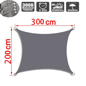 Planet Gates Grey 400x400cm Outdoor Awnings Waterproof Sun Shade Sail Garden Canopi For Terrace Car Canvas Awning Rectangle Pool Sun-Shelter Sunshade Sail