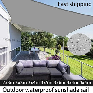 Planet Gates Grey 400x400cm Outdoor Awnings Waterproof Sun Shade Sail Garden Canopi For Terrace Car Canvas Awning Rectangle Pool Sun-Shelter Sunshade Sail