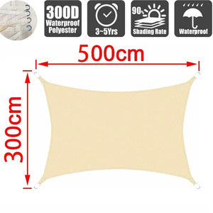 Planet Gates Grey 400x400cm Outdoor Awnings Waterproof Sun Shade Sail Garden Canopi For Terrace Car Canvas Awning Rectangle Pool Sun-Shelter Sunshade Sail