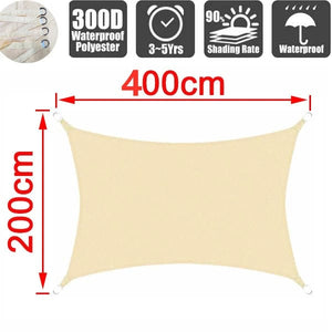 Planet Gates Grey 400x400cm Outdoor Awnings Waterproof Sun Shade Sail Garden Canopi For Terrace Car Canvas Awning Rectangle Pool Sun-Shelter Sunshade Sail