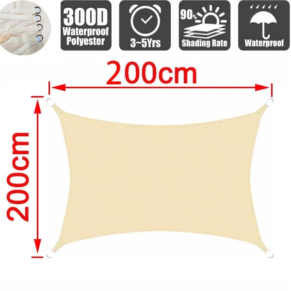 Planet Gates Grey 400x400cm Outdoor Awnings Waterproof Sun Shade Sail Garden Canopi For Terrace Car Canvas Awning Rectangle Pool Sun-Shelter Sunshade Sail