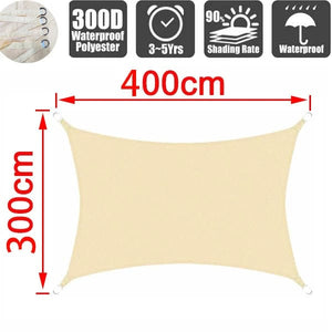 Planet Gates Grey 400x400cm Outdoor Awnings Waterproof Sun Shade Sail Garden Canopi For Terrace Car Canvas Awning Rectangle Pool Sun-Shelter Sunshade Sail