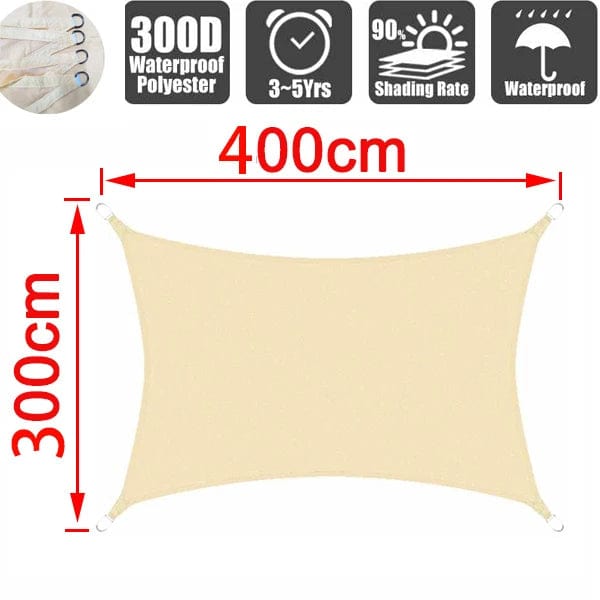 Planet Gates Grey 400x400cm Outdoor Awnings Waterproof Sun Shade Sail Garden Canopi For Terrace Car Canvas Awning Rectangle Pool Sun-Shelter Sunshade Sail