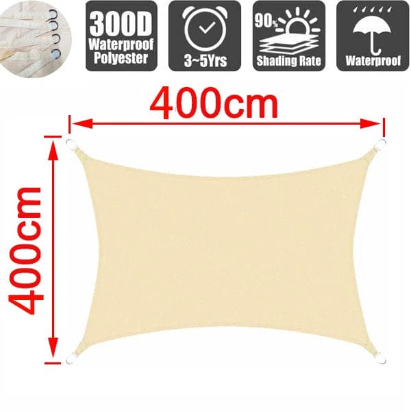 Planet Gates Grey 400x400cm Outdoor Awnings Waterproof Sun Shade Sail Garden Canopi For Terrace Car Canvas Awning Rectangle Pool Sun-Shelter Sunshade Sail