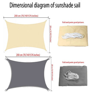 Planet Gates Grey 400x400cm Outdoor Awnings Waterproof Sun Shade Sail Garden Canopi For Terrace Car Canvas Awning Rectangle Pool Sun-Shelter Sunshade Sail