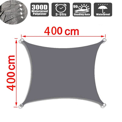 Planet Gates Grey 400x400cm Outdoor Awnings Waterproof Sun Shade Sail Garden Canopi For Terrace Car Canvas Awning Rectangle Pool Sun-Shelter Sunshade Sail