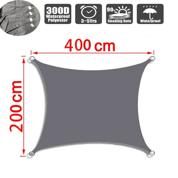 Planet Gates Grey 400x400cm Outdoor Awnings Waterproof Sun Shade Sail Garden Canopi For Terrace Car Canvas Awning Rectangle Pool Sun-Shelter Sunshade Sail