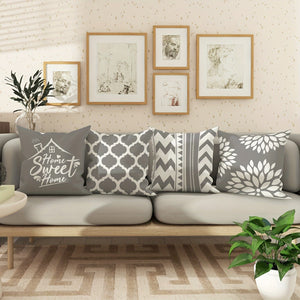 Planet Gates grey 4pcs, Floral Geometric Gray Polyester Throw Pillow Covers, Modern Abstract Neutral Pillow Covers, Decorative Cushion Covers 45×45Cm/18 "X18" For Living Room Bedroom Sofa Bed Decoration