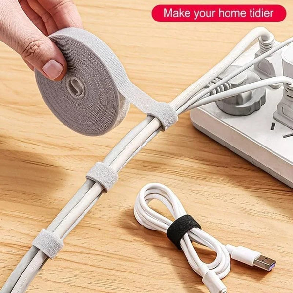 Planet Gates Grey 5m Cable Order Reusable Cable Organizer Desk Wire Winder Cable Tie Organizer Data Line Protection Storage Gadget