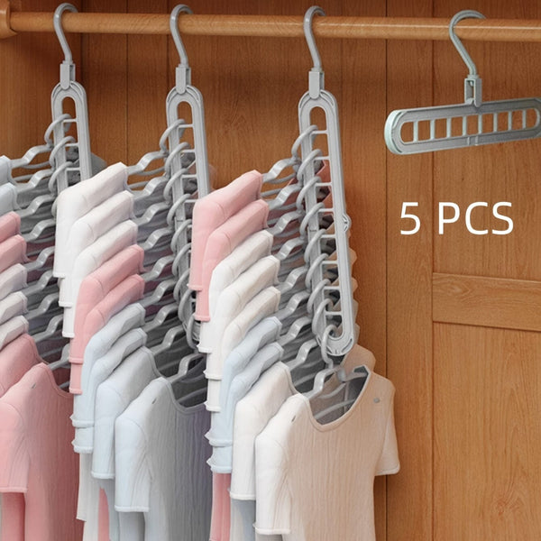 Planet Gates grey / 5pcs/Pack 3pcs Hanging 9-hole Hangers, Foldable Heavy Duty Clothes Drying Rack, Household Space Saving Organizer For Bedroom, Closet, Wardrobe, Home, Dorm