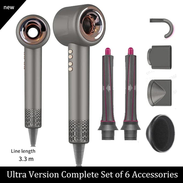 Planet Gates Grey 6 Parts / KR Professional Super Hair Dryer Personal Hair Care Styling Negative ion Salon Tool Constant Anion Electric Leafless Hair Dryers