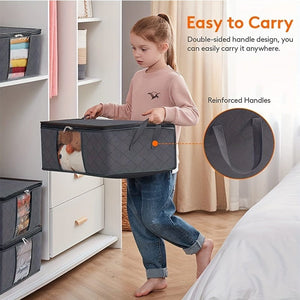 Planet Gates Grey-6Pack 6pcs Zippered Portable Storage Bins With Sturdy Handles＆visible Window, Durable Foldable Storage Boxes  Halloween Decorations, Clothes, Kids Toys, Towels, Books, Quilts, Space Saving Organizer Of Closet, Laundry, Home, Dorm