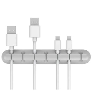 Planet Gates grey 7 holes 3/5/7 Clips Cable Winder Desktop Self Adhesive USB Charging Cable Holder Wire Wrapped Cord Table Organizer Office Supplies