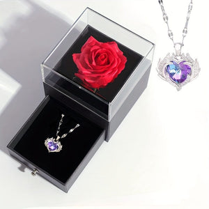 Planet Gates grey / Angel Heart 1pc Artificial Preserved Real Rose Love Box Red Flowers Cute Things For Girlfriend Valentine Gift For Her With I Love You Necklace In 100 Languages Gift Card Birthday Wife Gifts For Mom