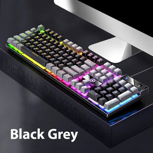 Planet Gates Grey Black K500 Wired Keyboard Office Gaming Keyboard For Windows And IOS Computer Laptop 104 Keys Mechanical Sensation Membrane Keyboards