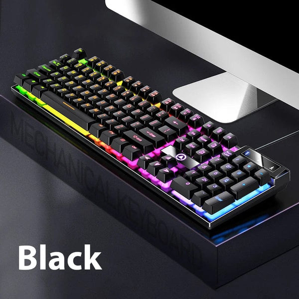 Planet Gates Grey Black K500 Wired Keyboard Office Gaming Keyboard For Windows And IOS Computer Laptop 104 Keys Mechanical Sensation Membrane Keyboards