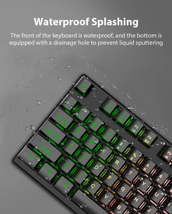 Planet Gates Grey Black K500 Wired Keyboard Office Gaming Keyboard For Windows And IOS Computer Laptop 104 Keys Mechanical Sensation Membrane Keyboards