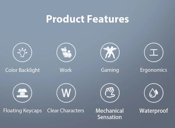 Planet Gates Grey Black K500 Wired Keyboard Office Gaming Keyboard For Windows And IOS Computer Laptop 104 Keys Mechanical Sensation Membrane Keyboards