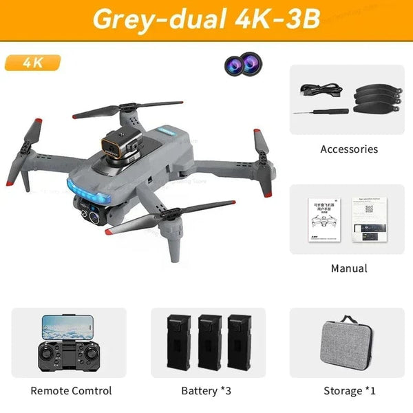 Planet Gates Grey Dual 4K-3B New P15 Drone Professional 8K GPS Dual Camera Obstacle Avoidance 5G Optical Flow Positioning Brushless RC Dron Quadcopter 10000M
