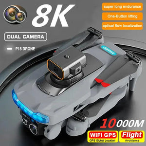 Planet Gates Grey Dual 4K-3B P15 Drone Professional 8K Dual Camera GPS 5G Omnidirectional Obstacle Avoidance Optical Flow Positioning Brushless 10000M Toys