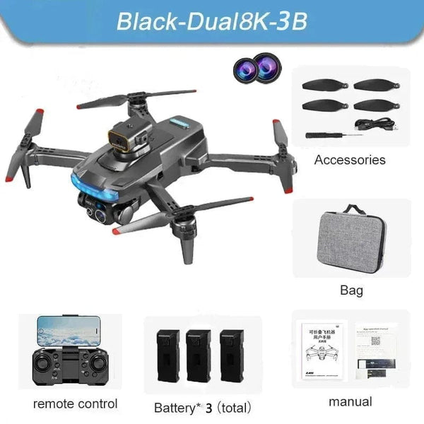 Planet Gates Grey Dual 4K-3B P15 Drone Professional 8K Dual Camera GPS 5G Omnidirectional Obstacle Avoidance Optical Flow Positioning Brushless 10000M Toys