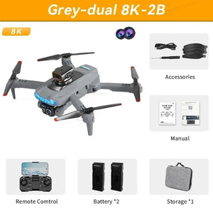 Planet Gates Grey Dual 8K-2B New P15 Drone Professional 8K GPS Dual Camera Obstacle Avoidance 5G Optical Flow Positioning Brushless RC Dron Quadcopter 10000M