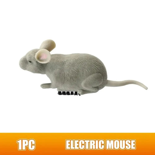 Planet Gates Grey Electric Mouse Toys Cat Play Automatic Escape Robot Vibration Crawling Battery Operated Plush Mouse Pet Interaction Plaything