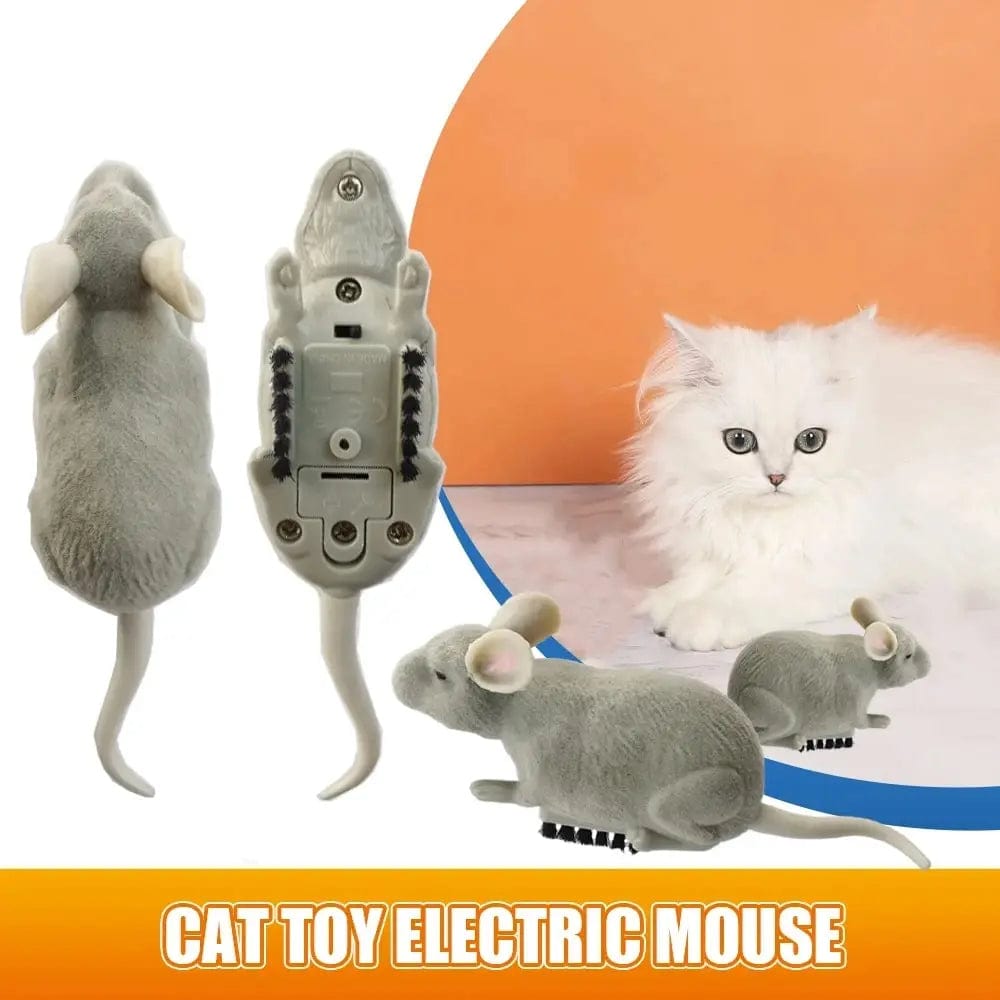 Planet Gates Grey Electric Mouse Toys Cat Play Automatic Escape Robot Vibration Crawling Battery Operated Plush Mouse Pet Interaction Plaything