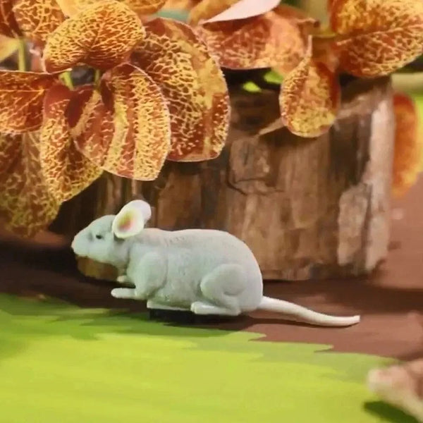 Planet Gates Grey Electric Mouse Toys Cat Play Automatic Escape Robot Vibration Crawling Battery Operated Plush Mouse Pet Interaction Plaything