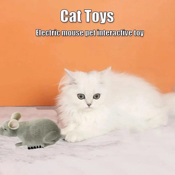 Planet Gates Grey Electric Mouse Toys Cat Play Automatic Escape Robot Vibration Crawling Battery Operated Plush Mouse Pet Interaction Plaything