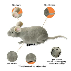 Planet Gates Grey Electric Mouse Toys Cat Play Automatic Escape Robot Vibration Crawling Battery Operated Plush Mouse Pet Interaction Plaything