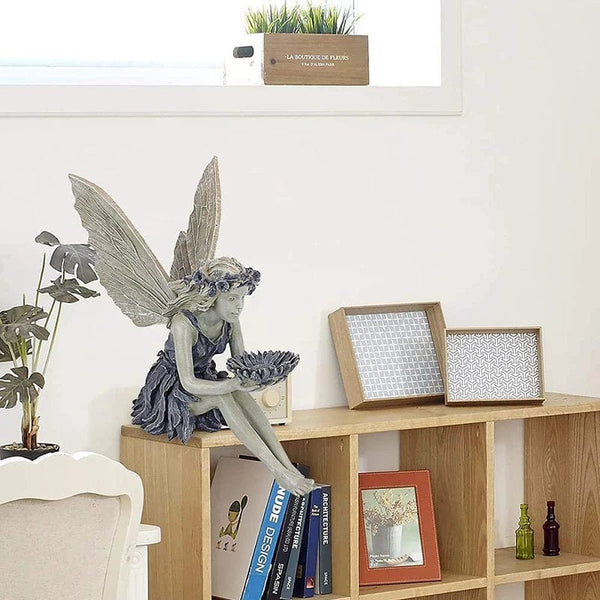 Planet Gates Grey Fairy Statue Resin Jewelry Garden Decoration Angel Girl Resin Craft Jewelry