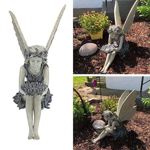 Planet Gates Grey Fairy Statue Resin Jewelry Garden Decoration Angel Girl Resin Craft Jewelry
