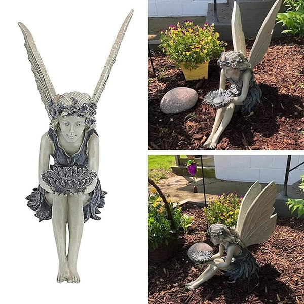 Planet Gates Grey Fairy Statue Resin Jewelry Garden Decoration Angel Girl Resin Craft Jewelry