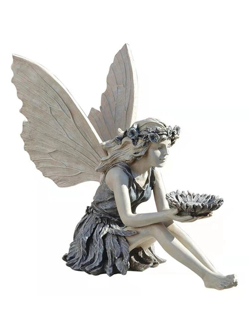 Planet Gates Grey Fairy Statue Resin Jewelry Garden Decoration Angel Girl Resin Craft Jewelry