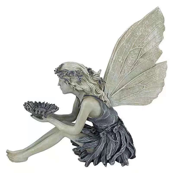 Planet Gates Grey Fairy Statue Resin Jewelry Garden Decoration Angel Girl Resin Craft Jewelry