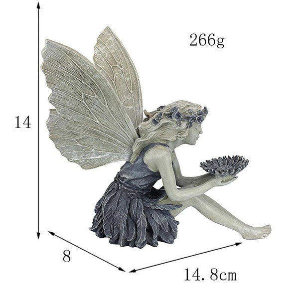 Planet Gates Grey Fairy Statue Resin Jewelry Garden Decoration Angel Girl Resin Craft Jewelry