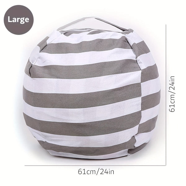 Planet Gates grey / Large Stuffed Animal Storage Bean Bag Chair Cover For Kids | Stuffable Zipper Beanbag For Organizing Children Plush Toys Large Premium Cotton Canvas