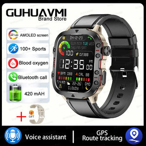 Planet Gates Grey Leather 2024 New For Xiaomi Military Smart Watch Men IP68 5ATM Outdoor Sports Fitness Tracker 24H Health Monitor 1.96 inch Smartwatches