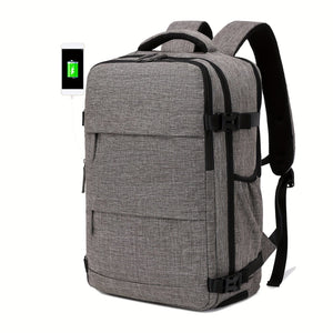 Planet Gates grey Men's Travel Backpack, Waterproof Computer Backpack, With Shoe Compartment, Computer Carry-on Backpack